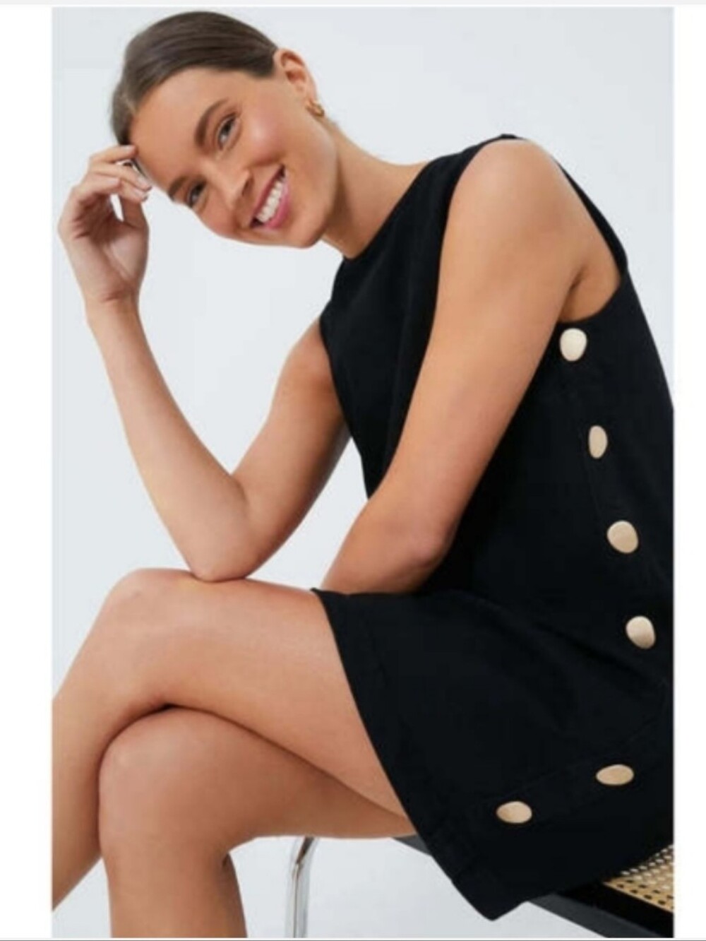 Hyacinth House Black Twill Button Bitsy Dress Size XL NWT